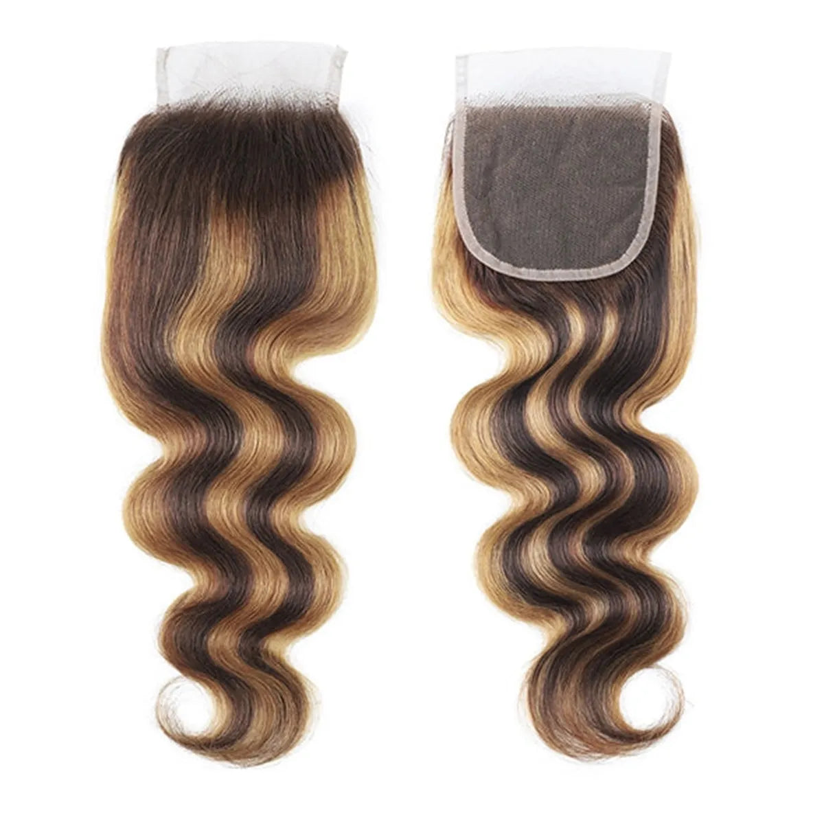 Honey Blonde Highlight Body Wave Hair 3 Bundles With 5x5 HD Lace Closure