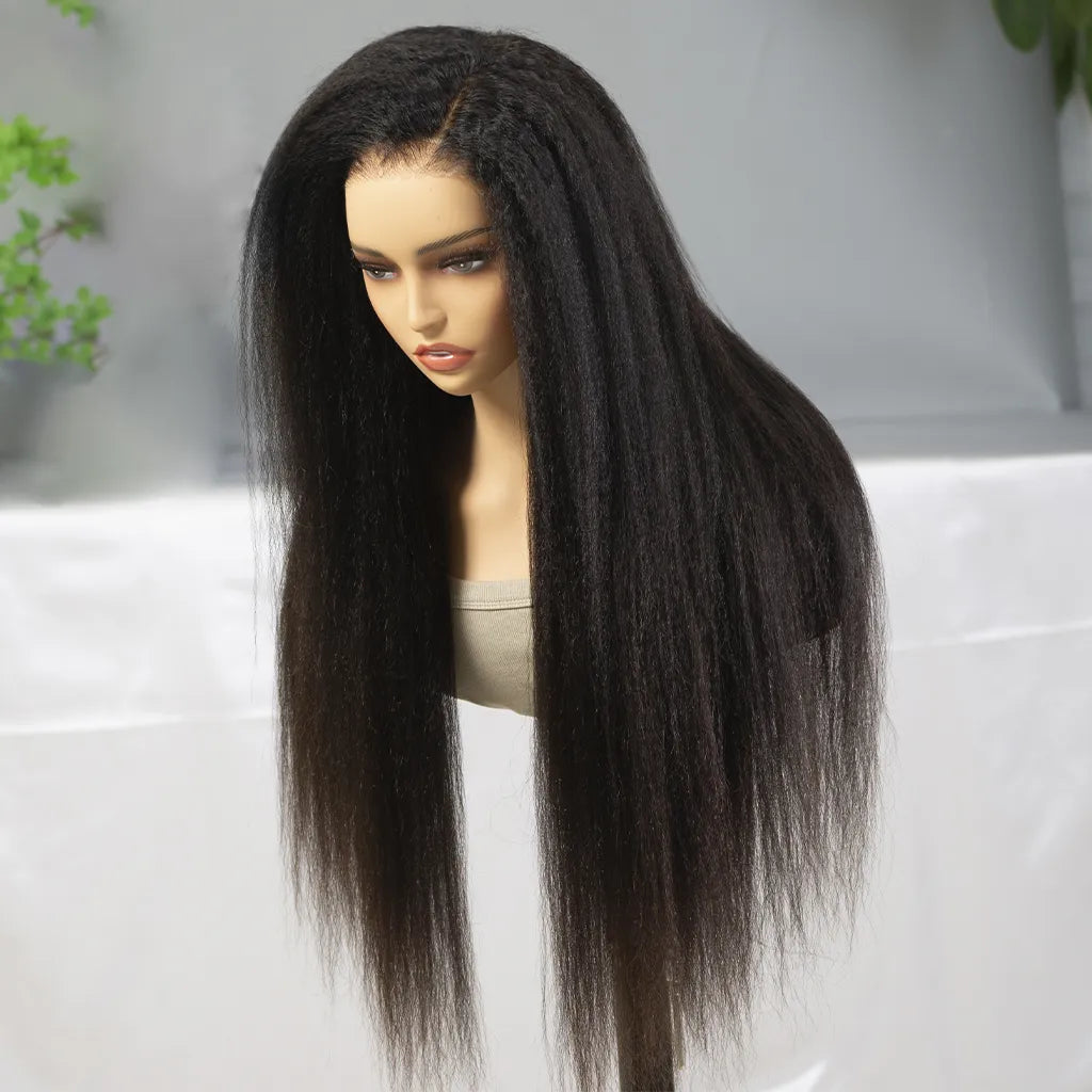 Ready To Go 6x5 Lace Kinky Straight Wig Glueless Wig Pre-Cut HD Lace &amp; Bleached Knots