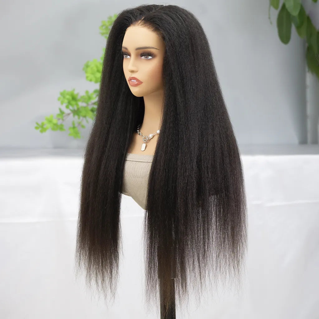 Glueless 6x5 Lace Wig Kinky Straight Pre-cut Lace Closure Wig Super Easy Install