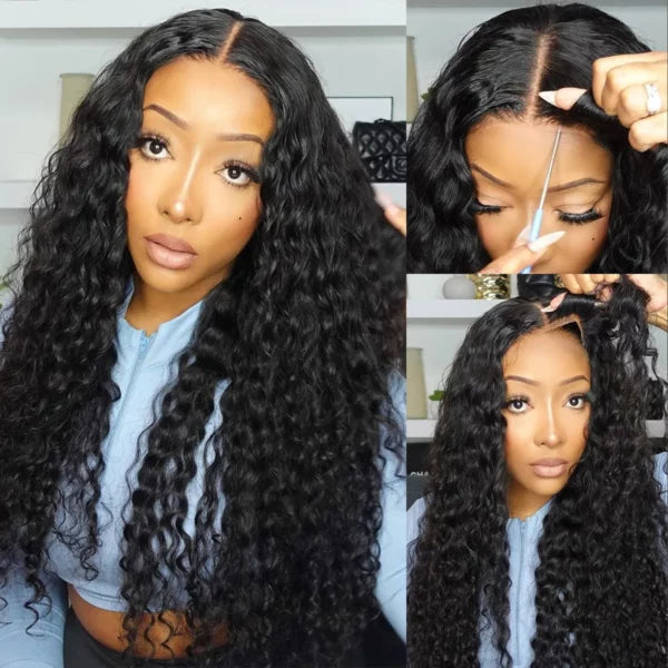 Parting Max 9x6 Lace Wig Water Wave Glueless Wig Pre-Bleached Knots Pre-Cut HD Lace Wig