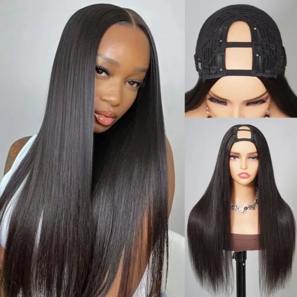 Straight U Part Wigs Human Hair Wigs Scalp Look 180%