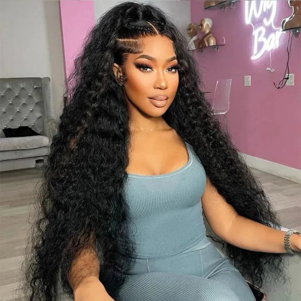 Water Wave Invisi-Drawstring Snug Fit 360 Lace Frontal Wigs Pre-Bleached Knots Human Hair Wigs