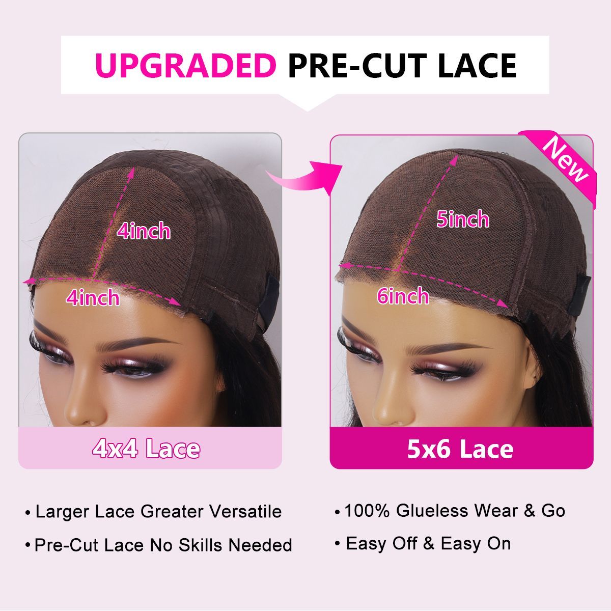 Glueless Lace Closure Wig Curly Pre-Cut Lace Human Hair Wig Pre-Bleached Knots