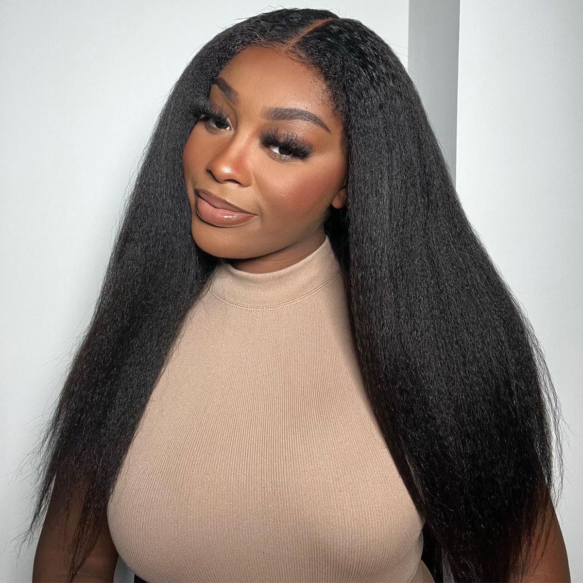 Glueless 6x5 Lace Wig Kinky Straight Pre-cut Lace Closure Wig Super Easy Install