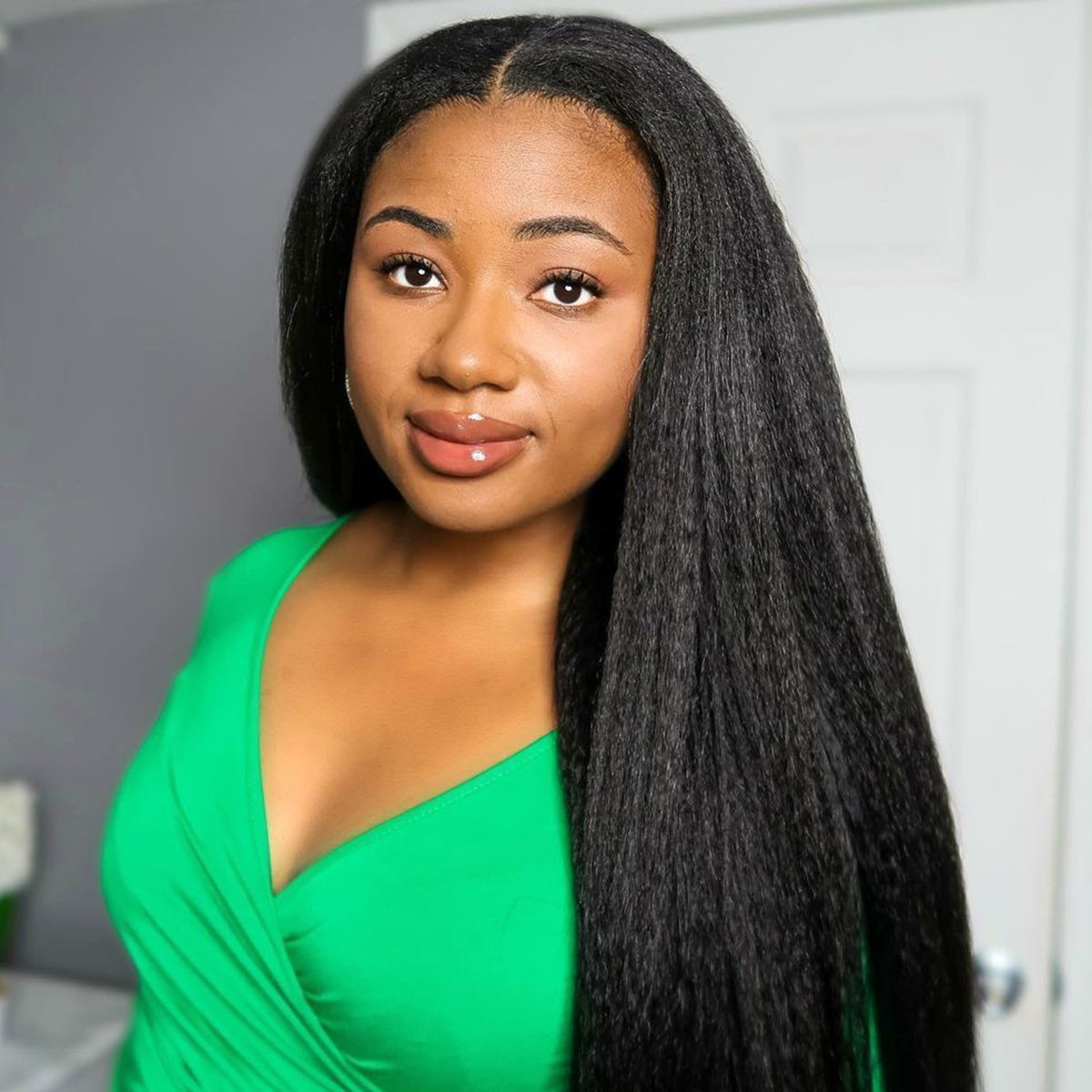 Glueless 6x5 Lace Wig Kinky Straight Pre-cut Lace Closure Wig Super Easy Install