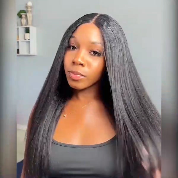 Glueless 6x5 Lace Wig Kinky Straight Pre-cut Lace Closure Wig Super Easy Install