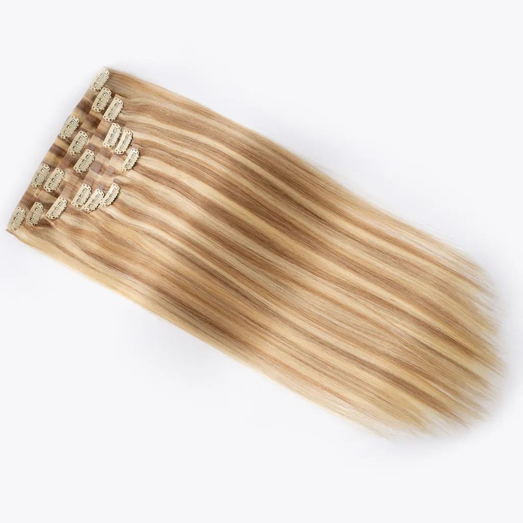 Blonde Highlight P16/613 Clip In Hair Extensions Straight Real Human Hair Seamless Blend 7pcs/pack