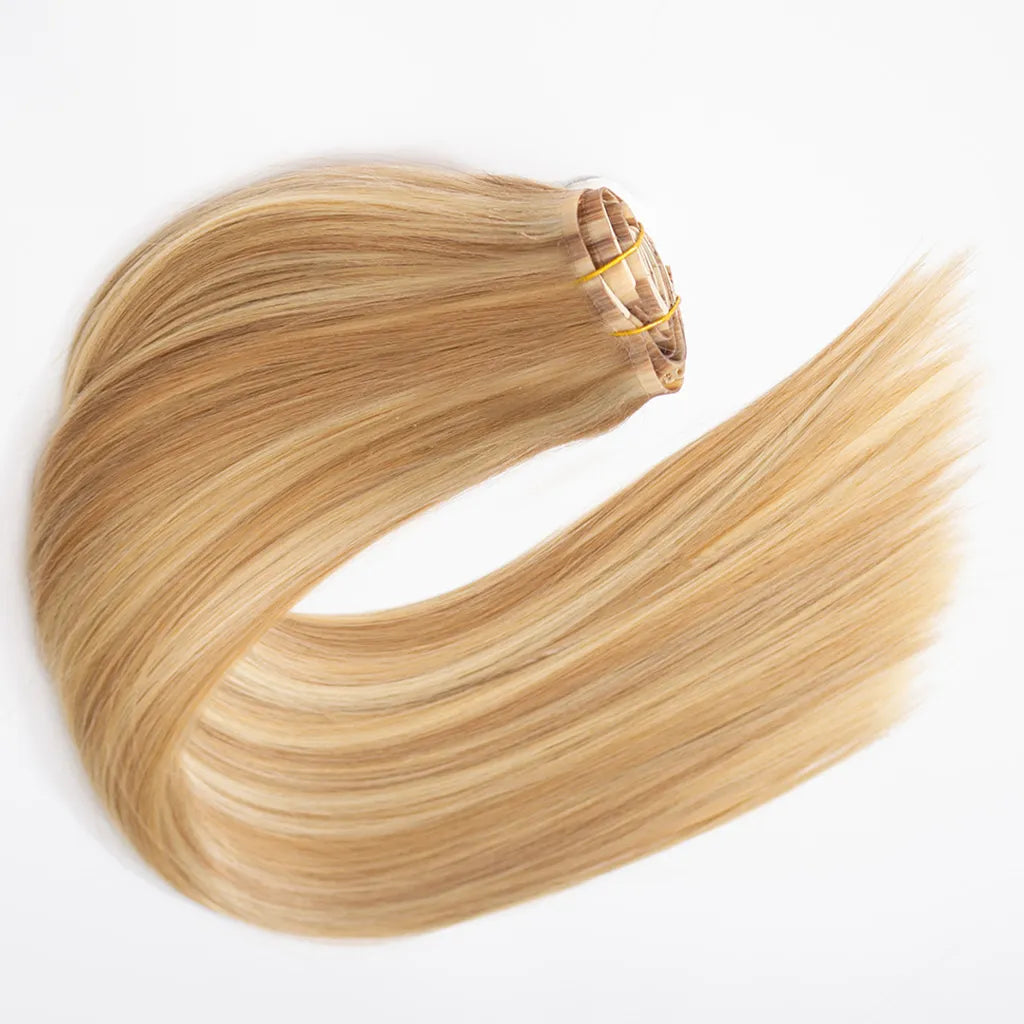 Blonde Highlight P16/613 Clip In Hair Extensions Straight Real Human Hair Seamless Blend 7pcs/pack