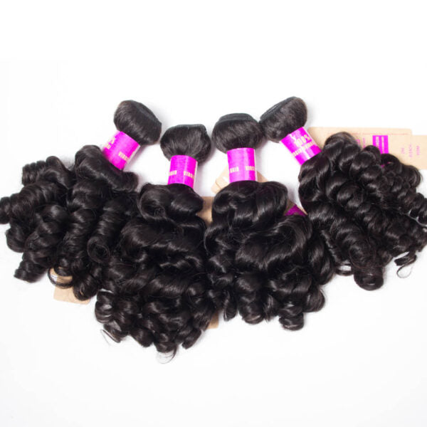 Brazilian Hair Weave Funmi Hair 4 Bundles Hair Spring Egg Curly Virgin Hair Bundles Natural Black Color 1B#