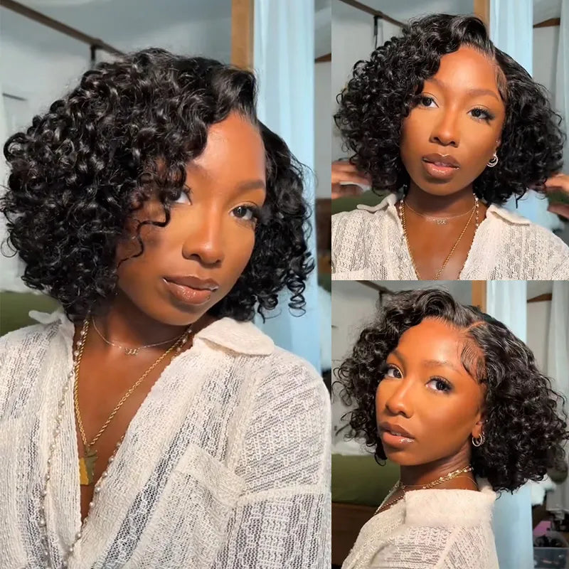 Buy 1 Get 1 Free | Straight 6x5 Pre-Cut HD Lace &amp; Free Water Wave Short Wig