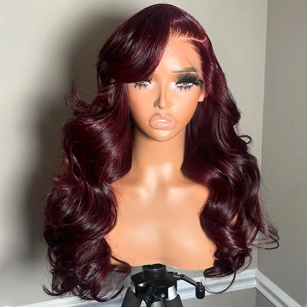 Dark Burgundy Body Wave Human Hair Wig 13x4 HD Lace Frontal Wig