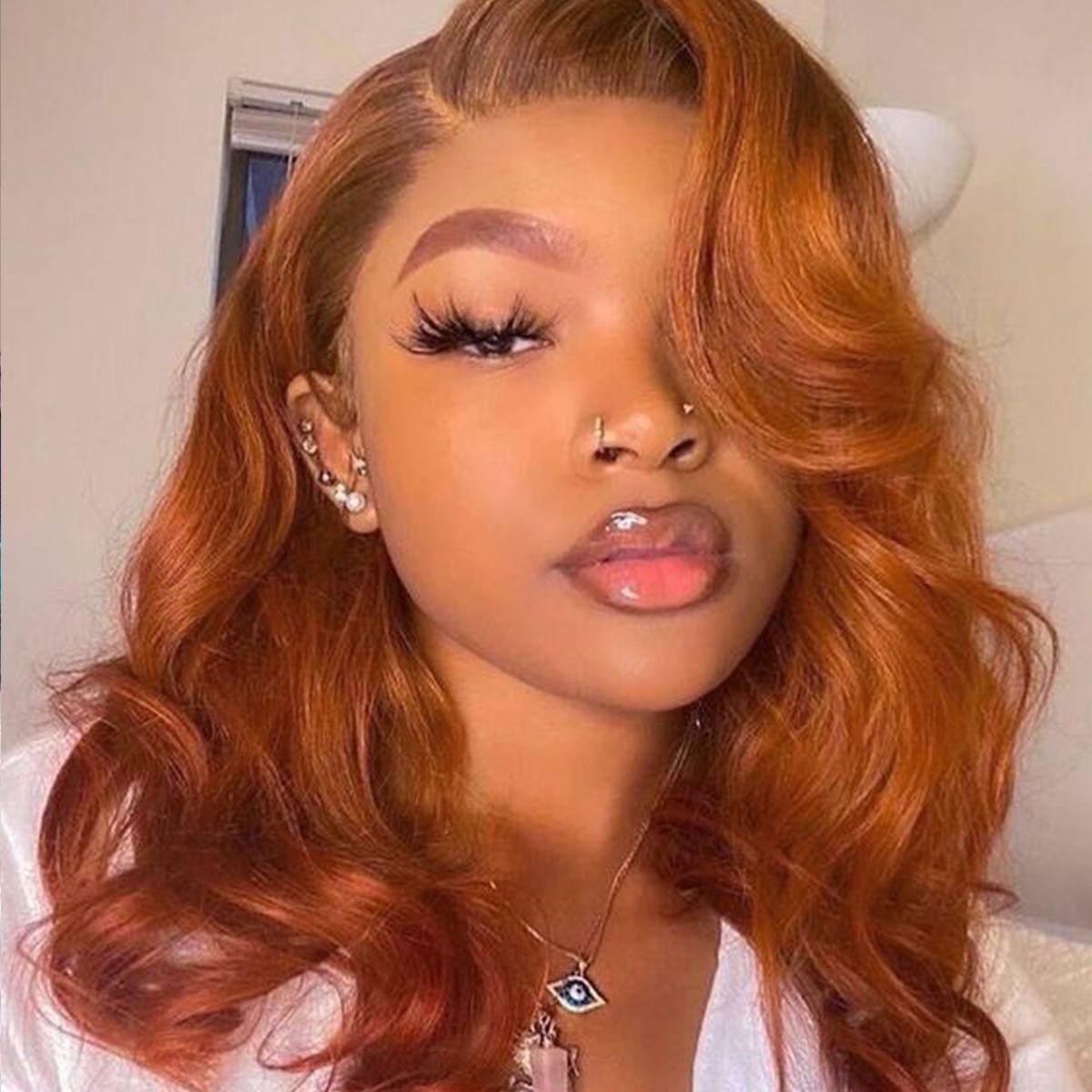 Ginger Barrel Curls Shoulder Length Wig 13x4 HD Lace Frontal Wig