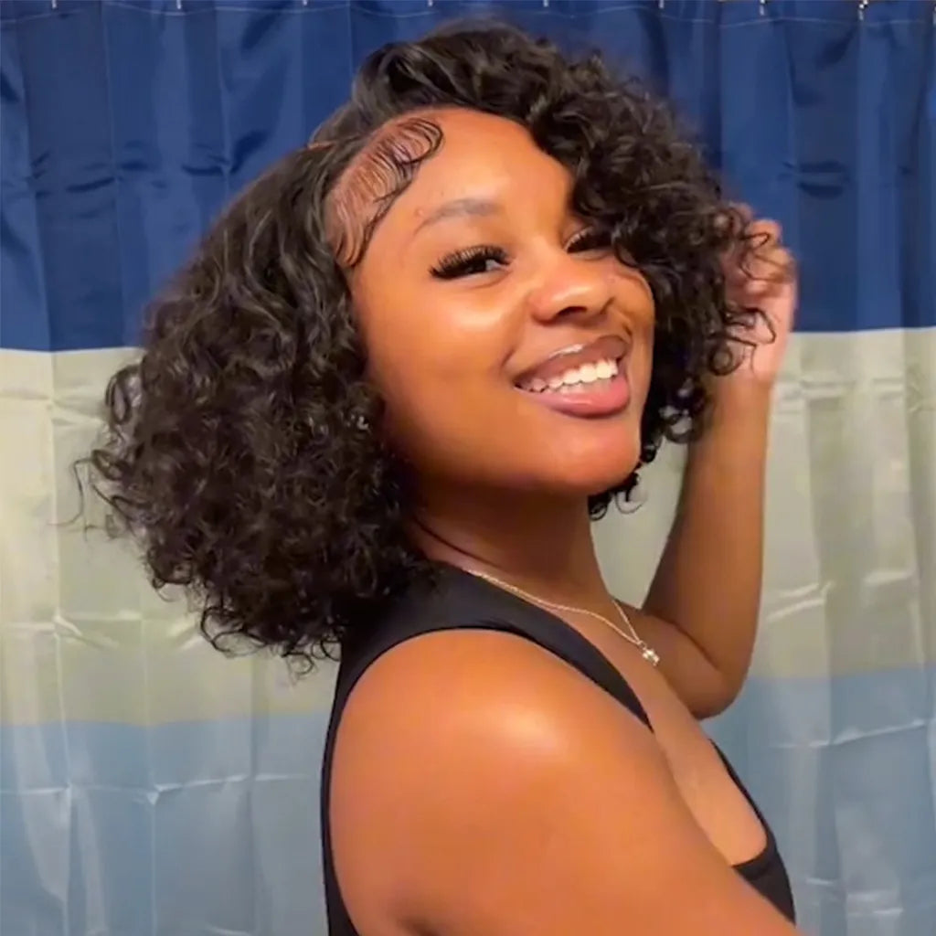 Buy 1 Get 1 Free | Straight 6x5 Pre-Cut HD Lace &amp; Free Water Wave Short Wig