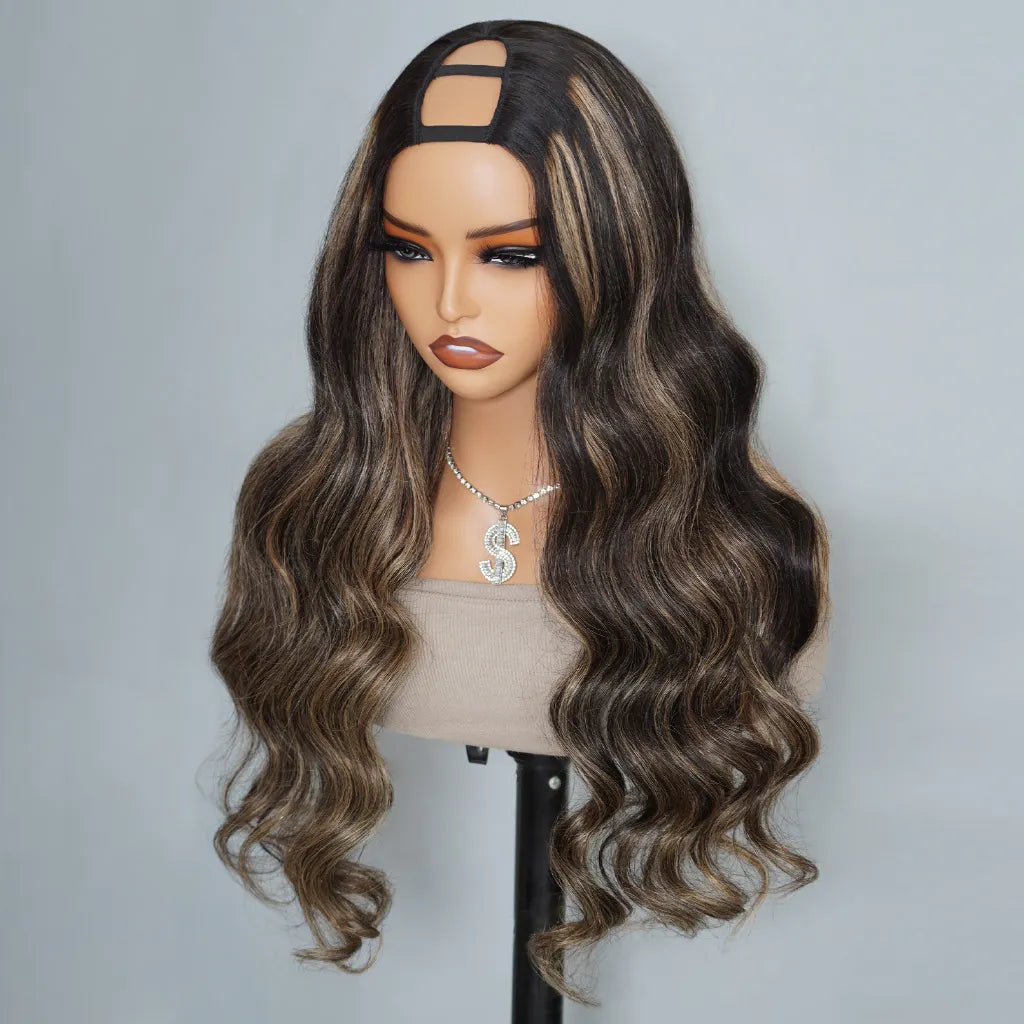Highlight 1b/22 U Part Wig Body Wave / Straight No Glue Easy Install