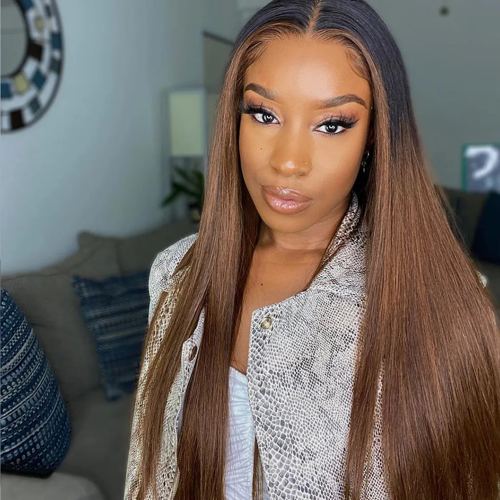 Ombre Brown Pre-Cut 6x5 Lace Wig Wear &amp; Go Body Wave / Straight Glueless Wig