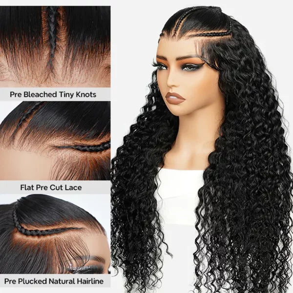 Pre-Braided 9x6 Lace Wig Deep Wave Flexi-Fit Glueless Wig Pre-Everything
