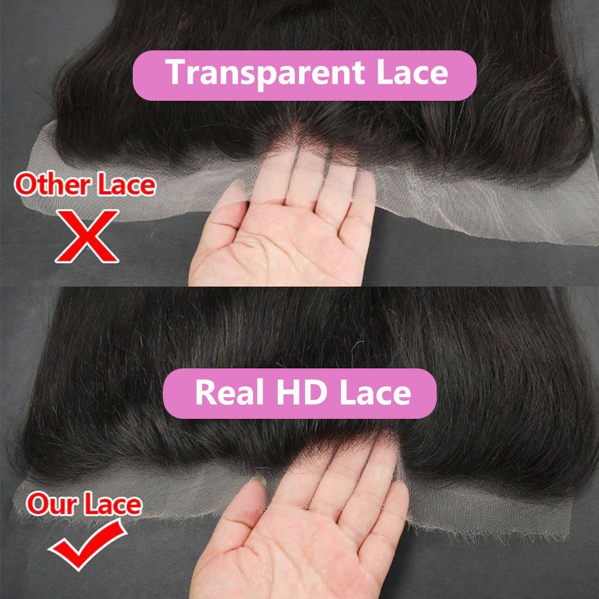 13x4 HD Lace Frontal Body Wave Straight Hair Skin Melt 100% HD Lace