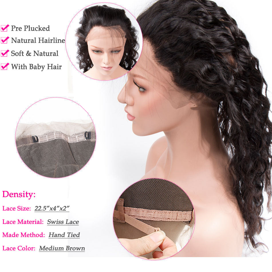 Brazilian Water Wave Bundles with 360 Frontal for Full Head Virgin Human Hair