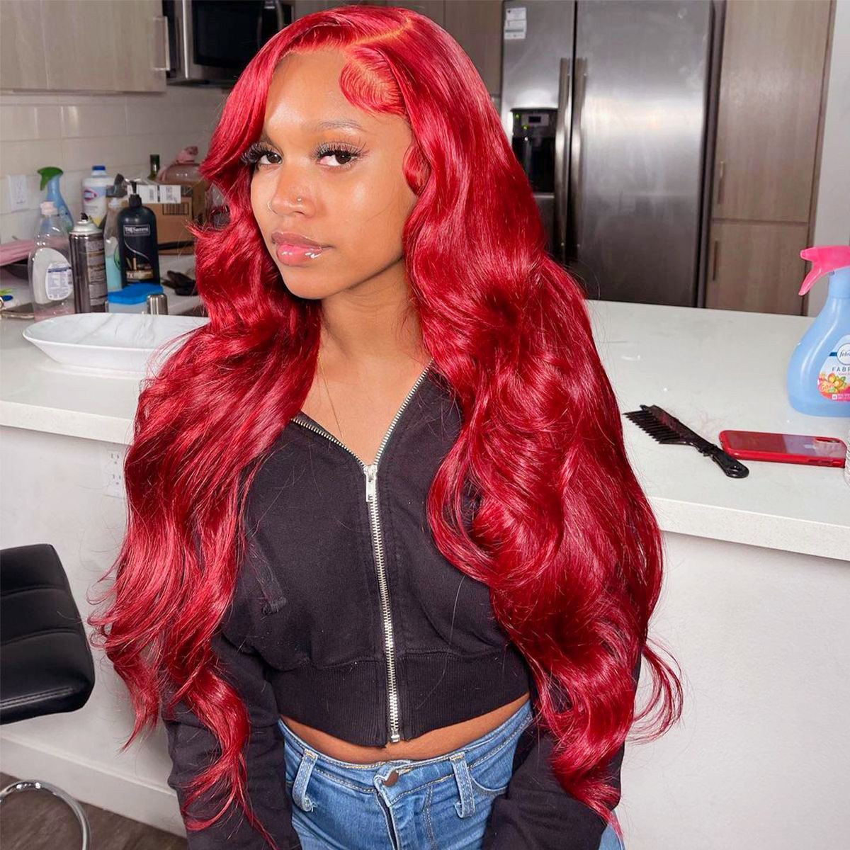 Red Body Wave Undetectable 6x5 13x4 HD Lace Front Wig Human Hair Wigs