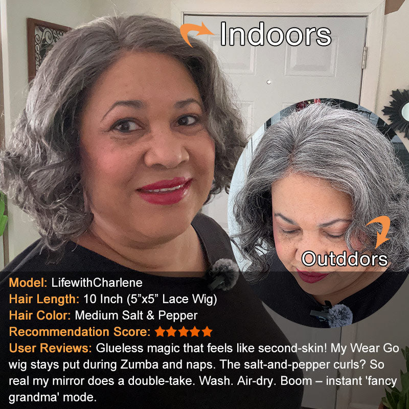 Effortless Salt And Pepper Wig For Older Women Throw On And Go Glueless Human Hair Loose Curly Bob Wigs