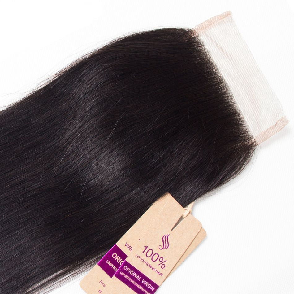 Tinashe Hair 4*4 Lace Closure Straight Brazilian Straight Human Hair Closure Free Part Middle Part Three Part