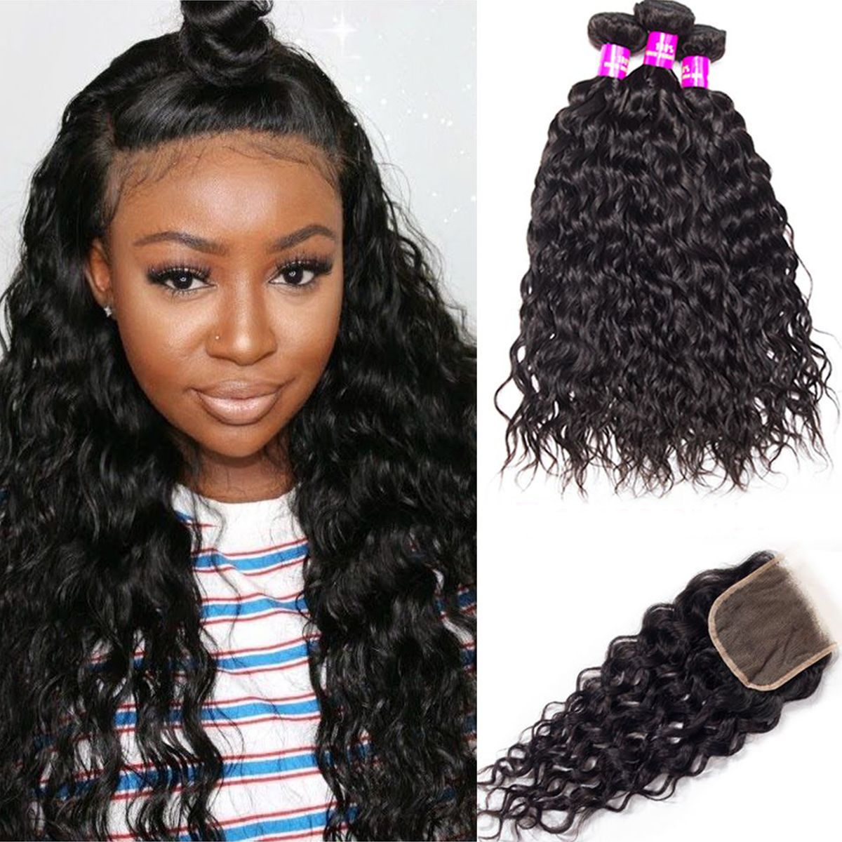 Brazilian Water Wave with 5x5 HD Lace Closure